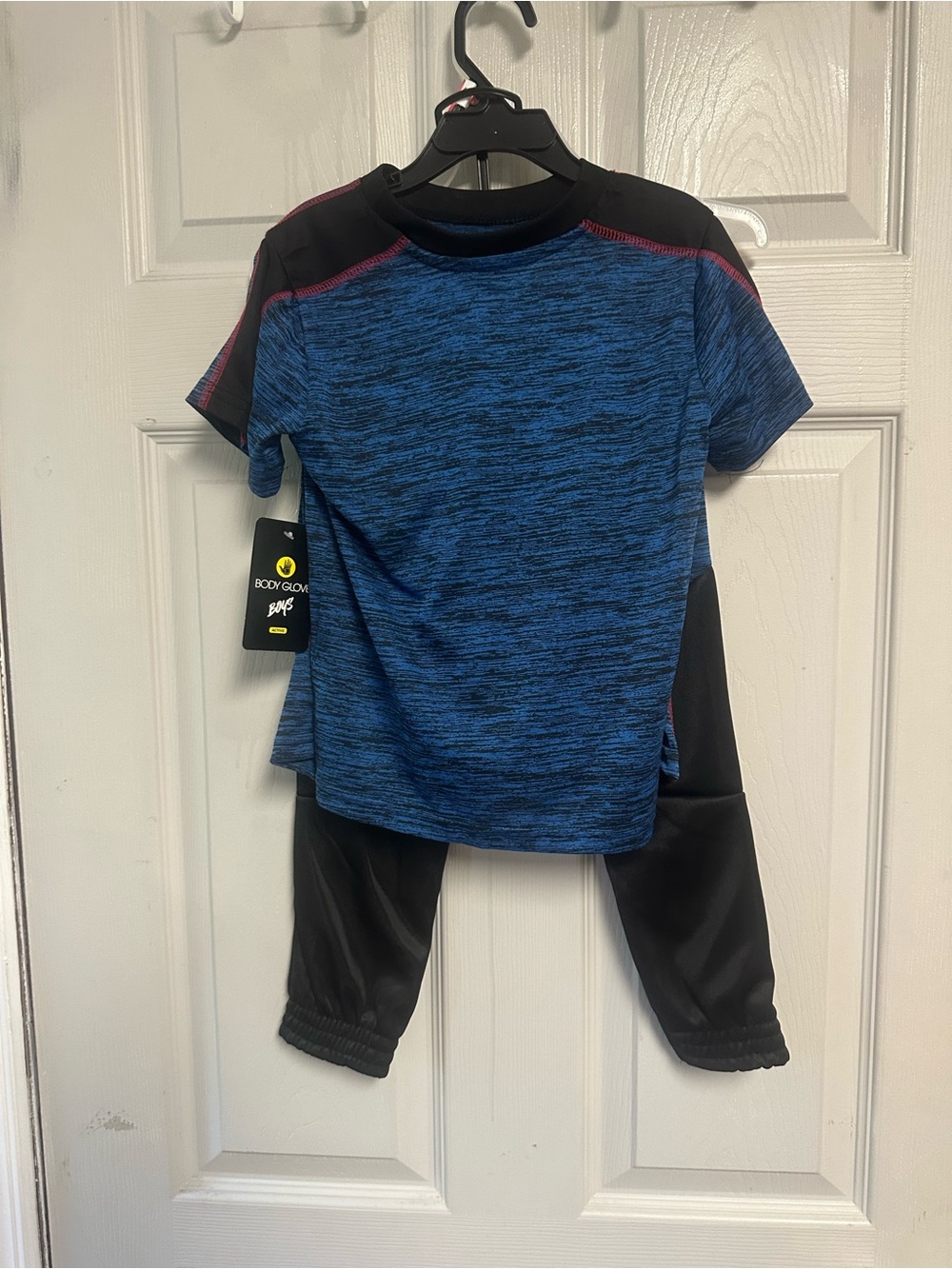 Blue Heathered Active Tee & Black Jogger Set shirt /shorts/ pants